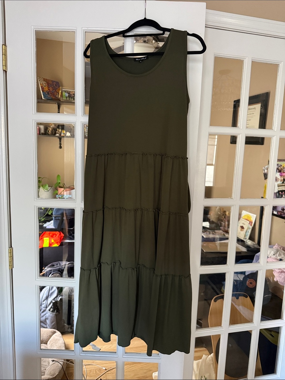 Sleeveless Tiered Maxi/Long Midi Dress - Olive Green
